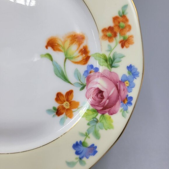Vtg TK Thuny Czechoslovakia Lexington Floral 2 Bread Butter Plates Gold Trim 6" - Picture 7 of 8